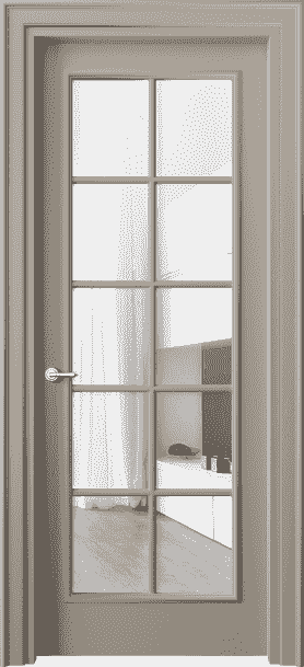 Дверь межкомнатная 8102 МБСК Прозрачное стекло. Цвет Матовый бисквитный. Материал Гладкая эмаль. Коллекция Paris. Картинка.