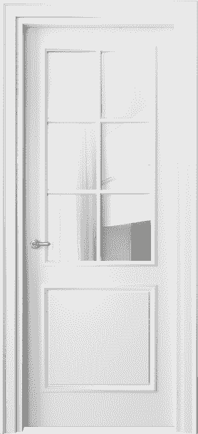 Дверь межкомнатная 8122 МБЛ Прозрачное стекло. Цвет Матовый белоснежный. Материал Гладкая эмаль. Коллекция Paris. Картинка.