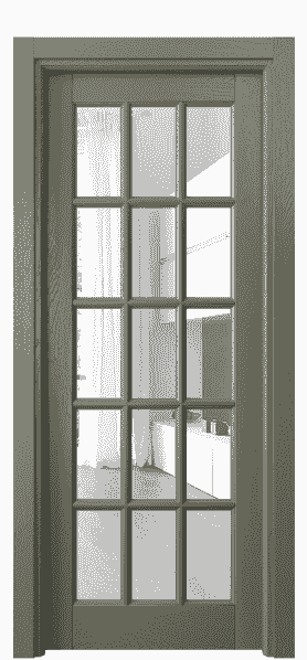 Дверь межкомнатная 0708 ДОТ Прозрачное стекло. Цвет Дуб оливковый тёмный. Материал Массив дуба эмаль. Коллекция Lignum. Картинка.