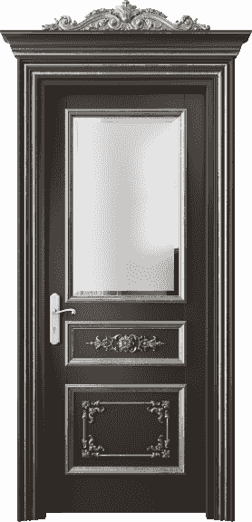 Дверь межкомнатная 6502 БАНСА САТ Ф. Цвет Бук антрацит серебряный антик. Материал Массив бука эмаль с патиной серебро античное. Коллекция Imperial. Картинка.