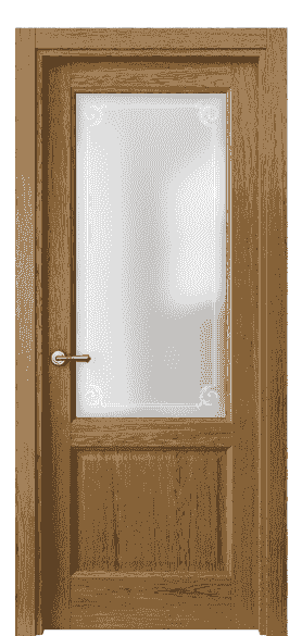 Дверь межкомнатная 1422 ДЯН Сатинированное стекло виньетка. Цвет Дуб янтарный. Материал Шпон ценных пород. Коллекция Galant. Картинка.