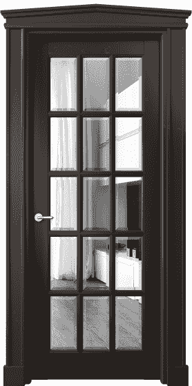 Дверь межкомнатная 6311 БАН Зеркало с фацетом. Цвет Бук антрацит. Материал Массив бука эмаль. Коллекция Toscana Grigliato. Картинка.