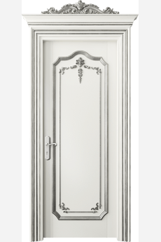 Дверь межкомнатная 6601 БЖМСА. Цвет Бук жемчужный серебряный антик. Материал Массив бука эмаль с патиной серебро античное. Коллекция Imperial. Картинка.