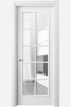 Дверь межкомнатная 8102 МБЛ Прозрачное стекло. Цвет Матовый белоснежный. Материал Гладкая эмаль. Коллекция Paris. Картинка.