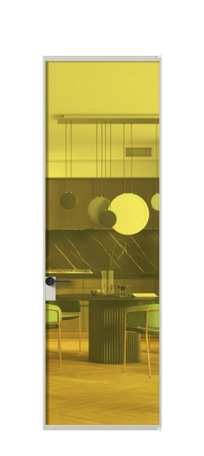 Алюминиевая дверь АЛПЛ040.01 Алюминий тёплый серый Прозрачное жёлтое стекло, триплекс. Без короба АТСР Цена 137770 Стоимость комплекта двери включает: 1. Полотно (600/650/700/750/800/850/900/950*2000-2400 мм).
2. Короб
3. Комплект фурнитуры (2 торцевые петли и магнитный замок с ответной планкой). Фабрика дверей Волховец 8 (800) 551 43 19 Алюминиевая дверь АЛПЛ040.01 Алюминий тёплый серый Прозрачное жёлтое стекло, триплекс Цена 137770 | Volhovec