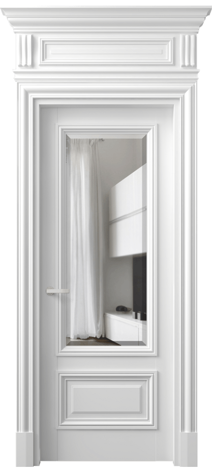 Дверь межкомнатная Антик 7306 Матовый белоснежный Прозрачное стекло с фацетом КЭП + Объёмный фриз + Карниз МБЛ Цена 1094610 AMD Наличники уже входят в базовый комплект. Фабрика дверей Волховец 8 (800) 551 43 19 Межкомнатная дверь Антик 7306 Матовый белоснежный Прозрачное стекло с фацетом Цена 1094610 AMD | Volhovec