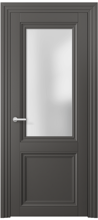 Дверь межкомнатная Centro 2524 ПЭТ графитовый Сатинированное стекло Каскадный наличник ПЭГФ  Цена 46410 ₽ Наличники уже входят в базовый комплект. Фабрика дверей Волховец 8 (800) 551 43 19 Межкомнатная дверь Centro 2524 ПЭТ графитовый Сатинированное стекло Цена 46410 ₽ | Volhovec