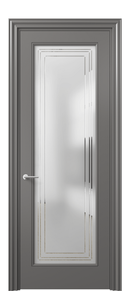 Дверь межкомнатная Mascot 8400 Матовый классический серый Сатинированное стекло с гравировкой "Грани", триплекс Фигурный наличник МКЛС Цена 82499 ₽ Наличники уже входят в базовый комплект. Фабрика дверей Волховец 8 (800) 551 43 19 Межкомнатная дверь Mascot 8400 Матовый классический серый Сатинированное стекло с гравировкой "Грани", триплекс Цена 82499 ₽ | Volhovec