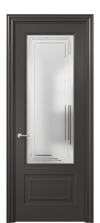 Дверь межкомнатная Mascot 8442 Матовый антрацит Сатинированное стекло с гравировкой "Грани", триплекс Фигурный наличник МАН Цена 65999 ₽ Наличники уже входят в базовый комплект. Фабрика дверей Волховец 8 (800) 551 43 19 Межкомнатная дверь Mascot 8442 Матовый антрацит Сатинированное стекло с гравировкой "Грани", триплекс Цена 65999 ₽ | Volhovec