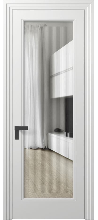 Дверь межкомнатная Rocca 8300 Матовый белоснежный Прозрачное стекло с гравировкой "Каннелюры", триплекс Каскадный компланарный наличник МБЛ Цена 91899 ₽ Наличники уже входят в базовый комплект. Фабрика дверей Волховец 8 (800) 551 43 19 Межкомнатная дверь Rocca 8300 Матовый белоснежный Прозрачное стекло с гравировкой "Каннелюры", триплекс Цена 91899 ₽ | Volhovec