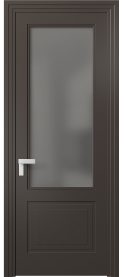 Дверь межкомнатная Rocca 8352 Матовый антрацит Сатинированное серое стекло, триплекс Каскадный компланарный наличник МАН Цена 71319 ₽ Наличники уже входят в базовый комплект. Фабрика дверей Волховец 8 (800) 551 43 19 Межкомнатная дверь Rocca 8352 Матовый антрацит Сатинированное серое стекло, триплекс Цена 71319 ₽ | Volhovec