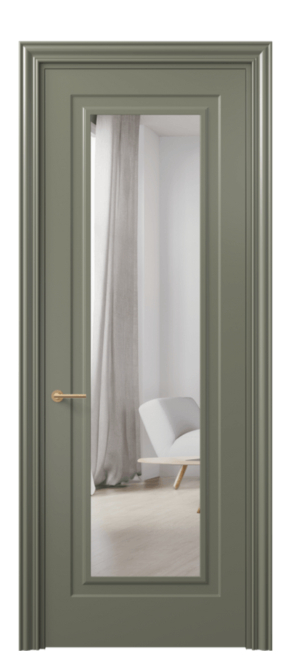 Дверь межкомнатная Mascot 8403 Матовый оливковый тёмный Двустороннее зеркало, триплекс, 7 мм Фигурный наличник МОТ Цена 3050 AZE Наличники уже входят в базовый комплект. Фабрика дверей Волховец 8 (800) 551 43 19 Межкомнатная дверь Mascot 8403 Матовый оливковый тёмный Двустороннее зеркало, триплекс, 7 мм Цена 3050 AZE | Volhovec