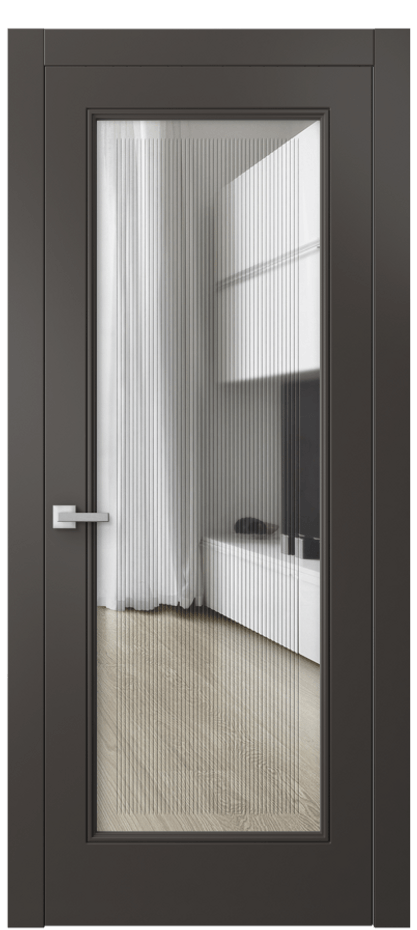Дверь межкомнатная Линия 8300 Матовый антрацит Прозрачное стекло с гравировкой "Каннелюры", триплекс Гладкий компланарный наличник МАН* Цена 83699 ₽ Наличники уже входят в базовый комплект. Фабрика дверей Волховец 8 (800) 551 43 19 Межкомнатная дверь Линия 8300 Матовый антрацит Прозрачное стекло с гравировкой "Каннелюры", триплекс Цена 83699 ₽ | Volhovec