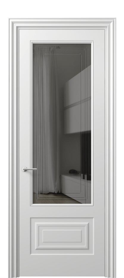 Дверь межкомнатная Mascot 8442 Матовый белоснежный Прозрачное серое стекло с гравировкой "Грани", триплекс Фигурный наличник МБЛ Цена 65999 ₽ Наличники уже входят в базовый комплект. Фабрика дверей Волховец 8 (800) 551 43 19 Межкомнатная дверь Mascot 8442 Матовый белоснежный Прозрачное серое стекло с гравировкой "Грани", триплекс Цена 65999 ₽ | Volhovec