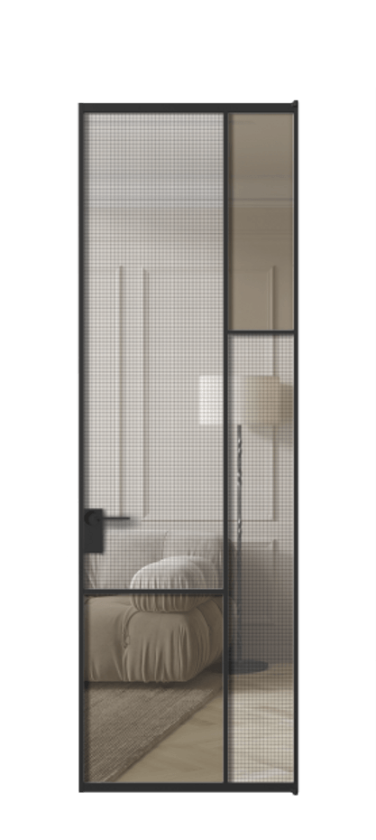 Дверь межкомнатная Mosaic АЛПЛ041.12 Алюминий Черный Декоративное стекло с сеткой "Mesh silver", триплекс, 6 мм + Прозрачное бронзовое стекло, триплекс, 6 мм Без короба чер Цена 156790 Стоимость комплекта двери включает:
1. Полотно (600/650/700/750/800/850/900/950*2000-2400 мм).
2. Короб
3. Комплект фурнитуры (2 торцевые петли и магнитный замок с ответной планкой). Фабрика дверей Волховец 8 (800) 551 43 19 Межкомнатная дверь Mosaic АЛПЛ041.12 Алюминий Черный Декоративное стекло с сеткой "Mesh silver", триплекс, 6 мм + Прозрачное бронзовое стекло, триплекс, 6 мм Цена 156790 ₽ | Volhovec