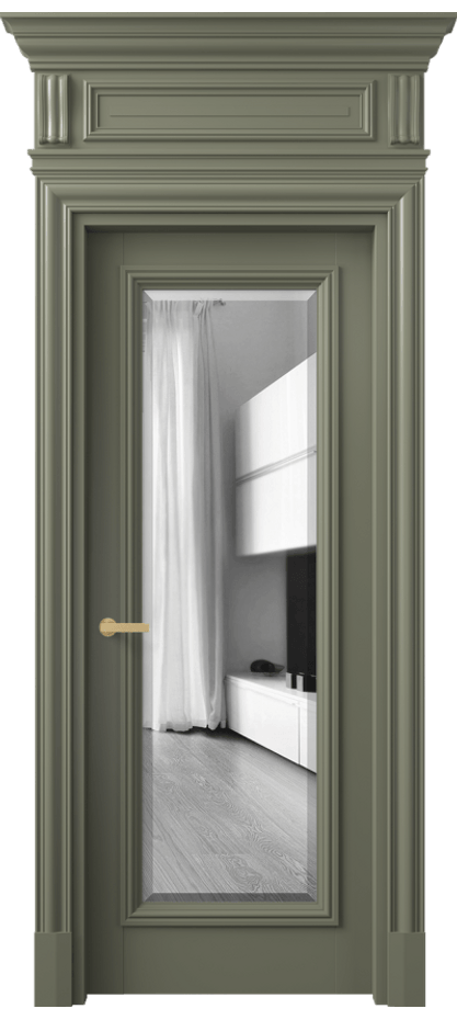 Дверь межкомнатная Антик 7300 Матовый оливковый тёмный Двустороннее зеркало с фацетом, триплекс КЭП + Объёмный фриз + Карниз МОТ Цена 169609 ₽ Наличники уже входят в базовый комплект. Фабрика дверей Волховец 8 (800) 551 43 19 Межкомнатная дверь Антик 7300 Матовый оливковый тёмный Двустороннее зеркало с фацетом, триплекс Цена 169609 ₽ | Volhovec