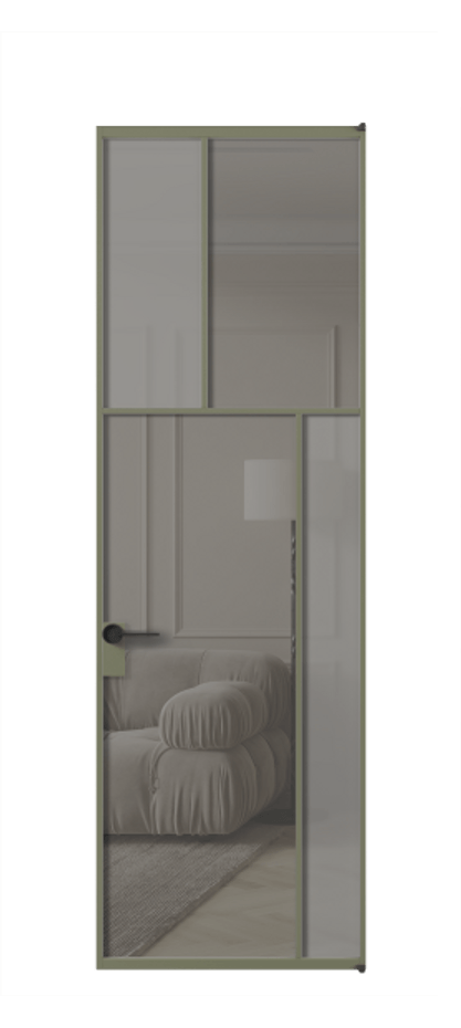 Дверь межкомнатная Mosaic АЛПЛ041.23 Алюминий оливковый тёмный Сатинированное серое стекло, триплекс, 6 мм + Прозрачное серое стекло, триплекс Без короба АОТ Цена 165870 Стоимость комплекта двери включает:
1. Полотно (600/650/700/750/800/850/900/950*2000-2400 мм).
2. Короб
3. Комплект фурнитуры (2 торцевые петли и магнитный замок с ответной планкой). Фабрика дверей Волховец 8 (800) 551 43 19 Межкомнатная дверь Mosaic АЛПЛ041.23 Алюминий оливковый тёмный Сатинированное серое стекло, триплекс, 6 мм + Прозрачное серое стекло, триплекс Цена 165870 ₽ | Volhovec