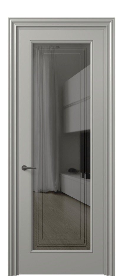 Дверь межкомнатная Mascot 8400 Матовый нейтральный серый Прозрачное серое стекло с гравировкой "Грани", триплекс Фигурный наличник МНСР Цена 3440 AZE Наличники уже входят в базовый комплект. Фабрика дверей Волховец 8 (800) 551 43 19 Межкомнатная дверь Mascot 8400 Матовый нейтральный серый Прозрачное серое стекло с гравировкой "Грани", триплекс Цена 3440 AZE | Volhovec