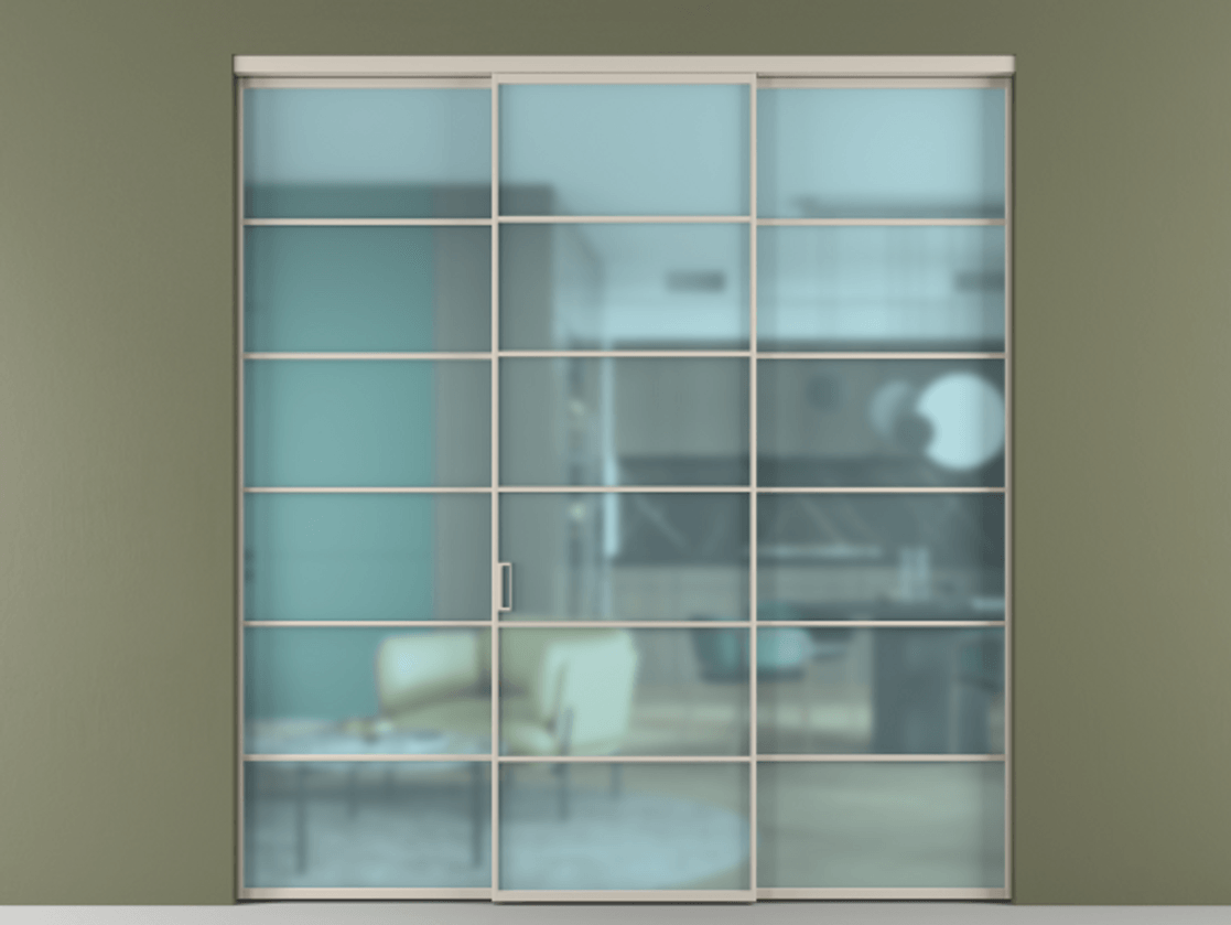 Перегородка Formato внутри проёма 3 створки АЛПР 040.04 Алюминий светло-бежевый Сатинированное голубое стекло, триплекс. Цена 254825 ₽ 1. Полотно 3 шт. (800/2100 мм)
2. Комплект установки раздвижной системы
3. Базовый комплект фурнитуры
4.Ручка RONDO. Фабрика дверей Волховец 8 (800) 551 43 19 Перегородка Formato внутри проёма 3 створки АЛПР 040.04 Алюминий светло-бежевый Сатинированное голубое стекло, триплекс Цена 254825 ₽ | Volhovec