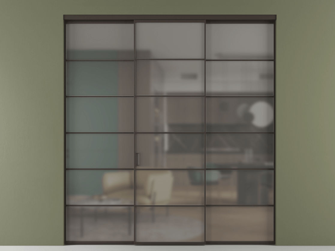 Перегородка Формато внутри проёма 3 створки АЛПР 040.04 Алюминий антрацит Сатинированное серое стекло, триплекс. Цена 254825 ₽ 1. Полотно 3 шт. (800/2100 мм)
2. Комплект установки раздвижной системы
3. Базовый комплект фурнитуры
4.Ручка Рондо. Фабрика дверей Волховец 8 (800) 551 43 19 Перегородка Формато внутри проёма 3 створки АЛПР 040.04 Алюминий антрацит Сатинированное серое стекло, триплекс Цена 254825 ₽ | Volhovec