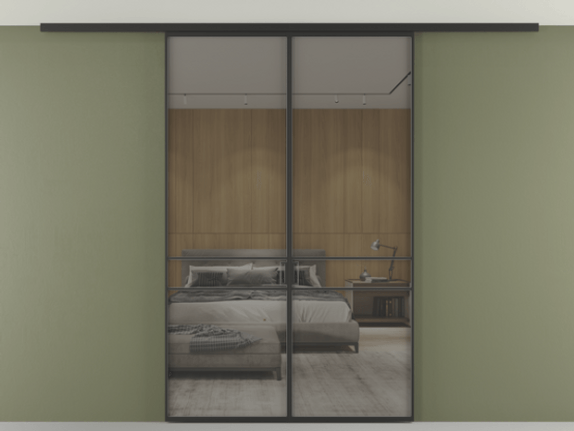 Перегородка Formato вдоль стены на потолок двустворчатая АЛПР 040.02 Алюминий Черный Рефлективное серое стекло "Stopsol", калёное, 6 мм. Скрытый короб ЧЕР Цена 222280 ₽ 1. Полотно 2 шт.  (800/2100 мм)
2. Комплект установки раздвижной системы
3. Базовый комплект фурнитуры
4.Ручка RONDO
. Фабрика дверей Волховец 8 (800) 551 43 19  Перегородка Formato вдоль стены на потолок двустворчатая АЛПР 040.02 Алюминий Черный Рефлективное серое стекло "Stopsol", калёное, 6 мм Цена 222280 ₽ | Volhovec