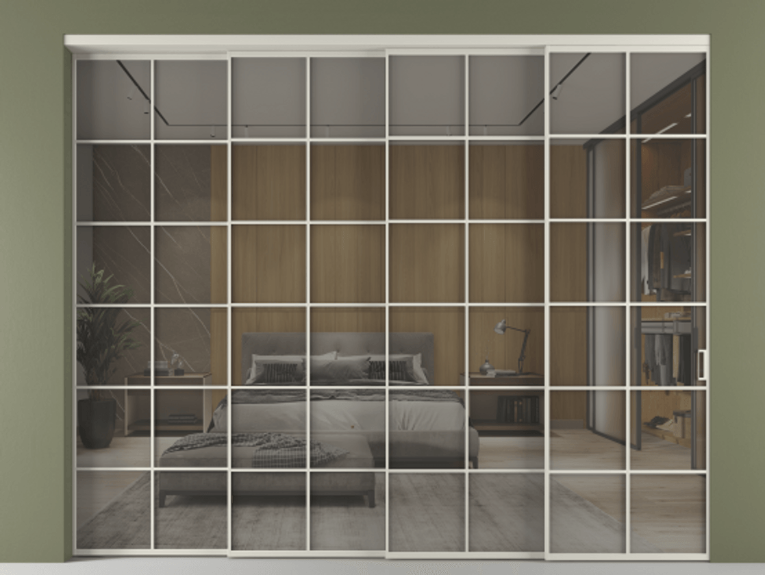 Перегородка Формато внутри проёма 4 створки с синхронным механизмом АЛПР 040.05 Алюминий тёплый серый Рефлективное серое стекло "Стопсол", калёное. Цена 26810 AZE 1. Полотно 4 шт. (800/2100 мм)
2. Комплект установки раздвижной системы
3. Базовый комплект фурнитуры
4. Комплект фурнитуры телескопик синхро-3
5. Ручка Рондо. Фабрика дверей Волховец 8 (800) 551 43 19 Перегородка Формато внутри проёма 4 створки с синхронным механизмом АЛПР 040.05 Алюминий тёплый серый Рефлективное серое стекло "Стопсол", калёное Цена 26810 AZE | Volhovec