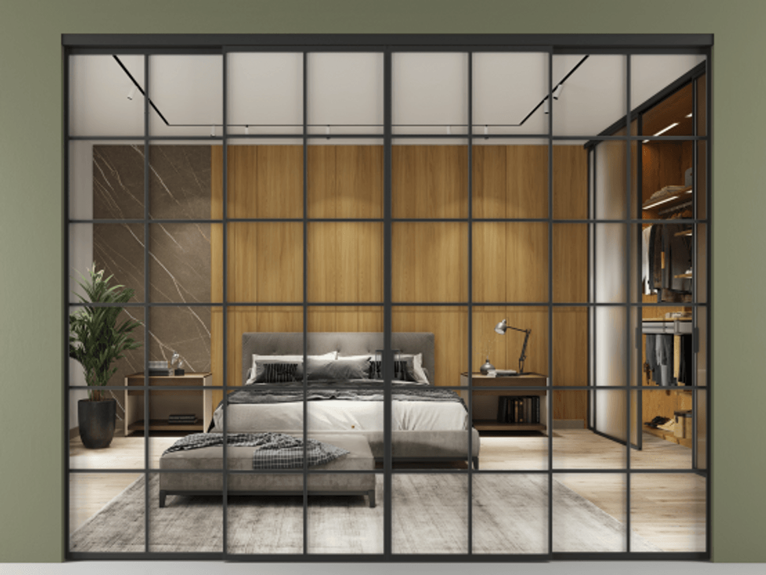 Перегородка Formato внутри проёма четырёхстворчатая АЛПР 040.05 Алюминий Черный Двустороннее зеркало, триплекс 6 мм, триплекс 6 мм. Скрытый короб ЧЕР Цена 327680 ₽ 1. Полотно 4 шт.  (800/2100 мм)
2. Комплект установки раздвижной системы
3. Базовый комплект фурнитуры
4.Ручка RONDO. Фабрика дверей Волховец 8 (800) 551 43 19  Перегородка Formato внутри проёма четырёхстворчатая АЛПР 040.05 Алюминий Черный Двустороннее зеркало, триплекс 6 мм, триплекс 6 мм Цена 327680 ₽  | Volhovec