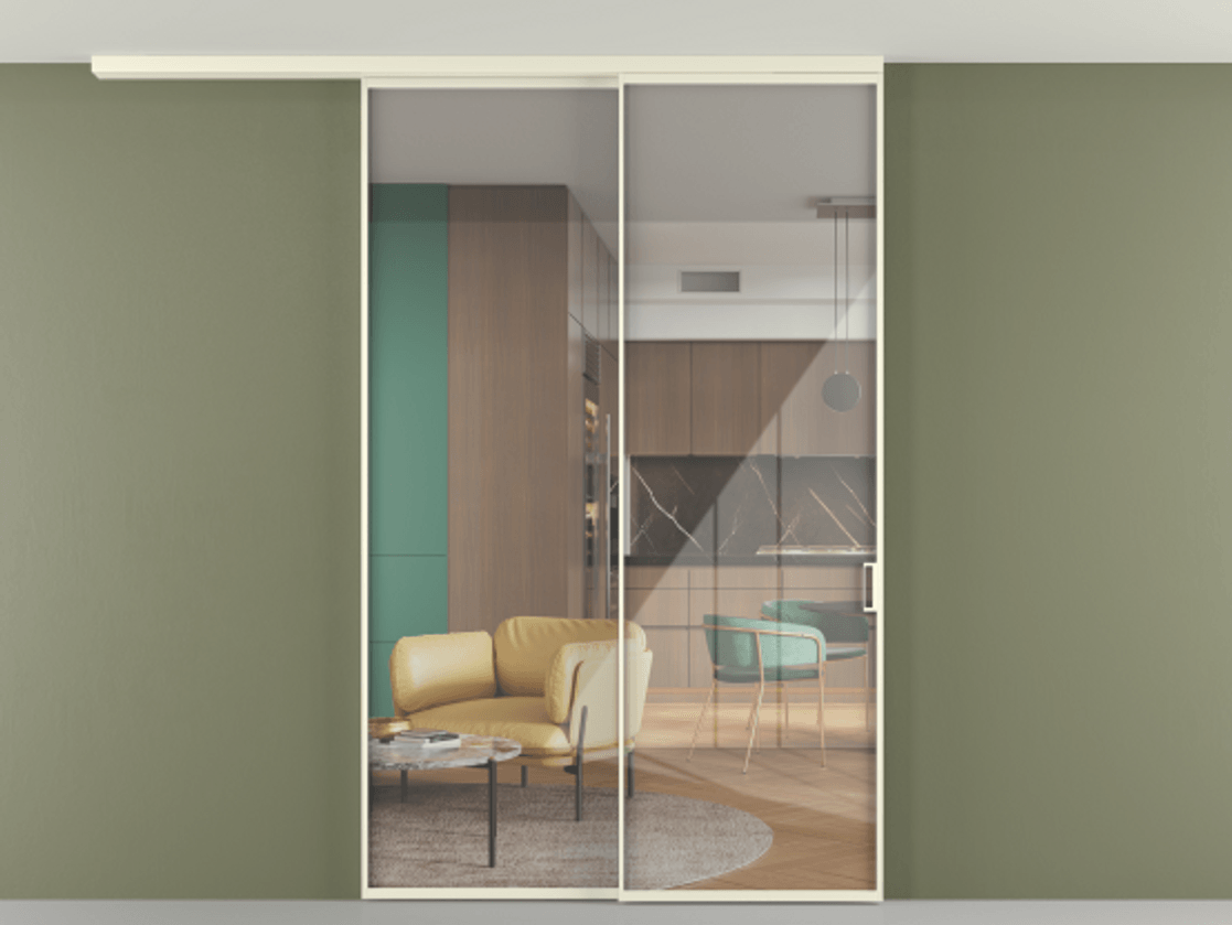 Перегородка Формато вдоль стены на потолок 2 створки с синхронным механизмом АЛПР 040.01 Алюминий молочно-белый Рефлективное прозрачное стекло "Стопсол", калёное. Цена 281272 ₽ 1. Полотно 2 шт. (800/2100 мм)
2. Комплект установки раздвижной системы
3. Базовый комплект фурнитуры
4.Ручка Рондо. Фабрика дверей Волховец 8 (800) 551 43 19 Перегородка Формато вдоль стены на потолок 2 створки с синхронным механизмом АЛПР 040.01 Алюминий молочно-белый Рефлективное прозрачное стекло "Стопсол", калёное Цена 281272 ₽ | Volhovec