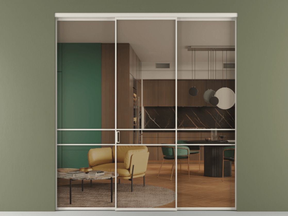 Перегородка Formato внутри проёма 3 створки АЛПР 040.02 Алюминий облачно-серый Прозрачное бронзовое стекло, триплекс. Цена 237275 ₽ 1. Полотно 3 шт. (800/2100 мм)
2. Комплект установки раздвижной системы
3. Базовый комплект фурнитуры
4.Ручка RONDO. Фабрика дверей Волховец 8 (800) 551 43 19 Перегородка Formato внутри проёма 3 створки АЛПР 040.02 Алюминий облачно-серый Прозрачное бронзовое стекло, триплекс Цена 237275 ₽ | Volhovec