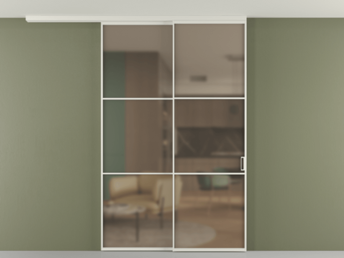 Перегородка Formato вдоль стены на потолок телескопик синхро 2 АЛПР 040.03 Алюминий Белый Сатинированное бронзовое стекло, триплекс. Скрытый короб БЕЛ Цена 264640 ₽ 1. Полотно 2 шт. (800/2100 мм)
2. Комплект установки раздвижной системы
3. Базовый комплект фурнитуры
4.Ручка RONDO
. Фабрика дверей Волховец 8 (800) 551 43 19 Перегородка Formato вдоль стены на потолок телескопик синхро 2 АЛПР 040.03 Алюминий Белый Сатинированное бронзовое стекло, триплекс Цена 264640 ₽ | Volhovec