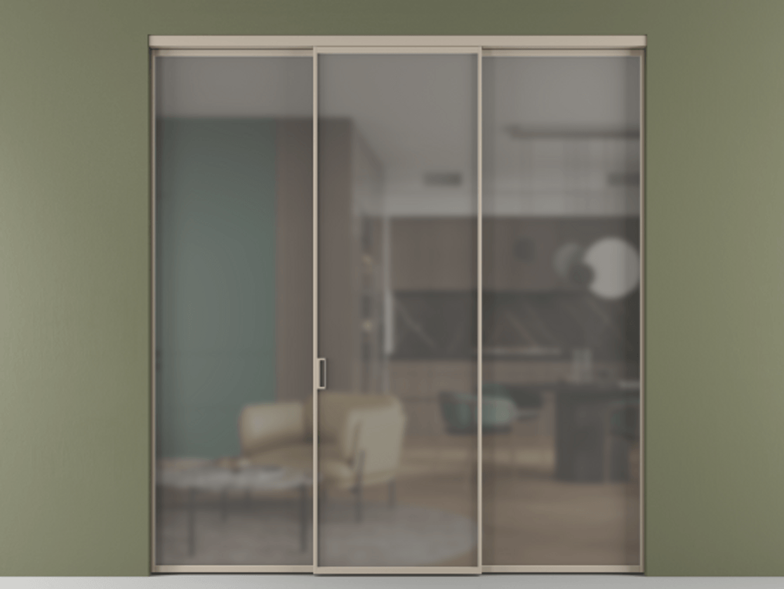 Перегородка Формато внутри проёма 3 створки АЛПР 040.01 Алюминий бисквитный Сатинированное серое стекло, триплекс. Цена 225125 ₽ 1. Полотно 3 шт. (800/2100 мм)
2. Комплект установки раздвижной системы
3. Базовый комплект фурнитуры
4.Ручка Рондо. Фабрика дверей Волховец 8 (800) 551 43 19 Перегородка Формато внутри проёма 3 створки АЛПР 040.01 Алюминий бисквитный Сатинированное серое стекло, триплекс Цена 225125 ₽ | Volhovec