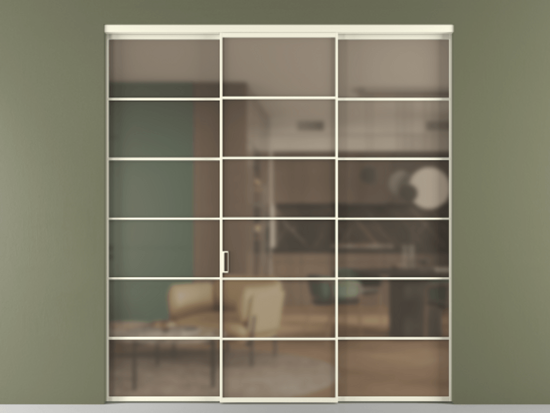 Перегородка Формато внутри проёма 3 створки АЛПР 040.04 Алюминий молочно-белый Сатинированное бронзовое стекло, триплекс. Цена 254825 ₽ 1. Полотно 3 шт. (800/2100 мм)
2. Комплект установки раздвижной системы
3. Базовый комплект фурнитуры
4.Ручка Рондо. Фабрика дверей Волховец 8 (800) 551 43 19 Перегородка Формато внутри проёма 3 створки АЛПР 040.04 Алюминий молочно-белый Сатинированное бронзовое стекло, триплекс Цена 254825 ₽ | Volhovec