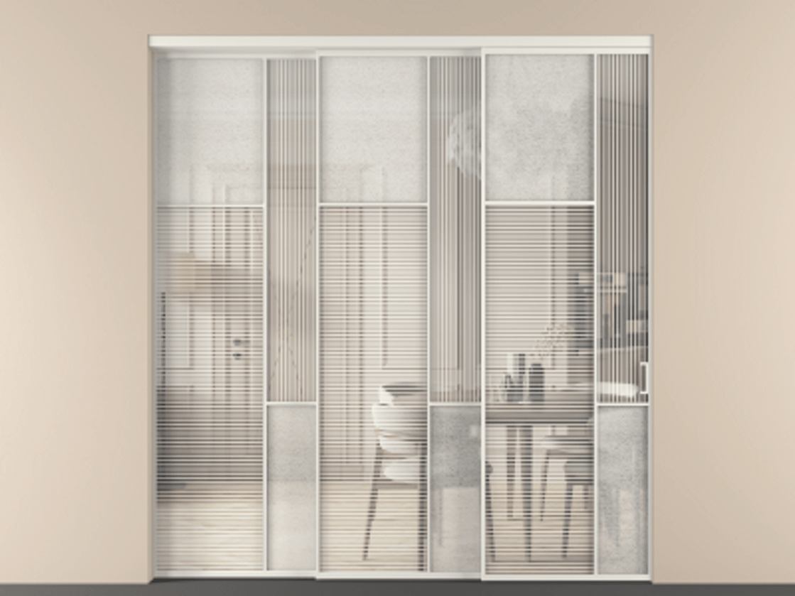 Перегородка Mosaic внутри проёма телескопик синхро 2 АЛПР 041.10 Алюминий Белый Рифлёное стекло "Дюна", триплекс, 6 мм + Фактурное стекло "Лёд", триплекс, 6 мм. Скрытый короб БЕЛ Цена 417340 ₽ . Фабрика дверей Волховец 8 (800) 551 43 19  Перегородка Mosaic внутри проёма телескопик синхро 2 АЛПР 041.10 Алюминий Белый Рифлёное стекло "Дюна", триплекс, 6 мм + Фактурное стекло "Лёд", триплекс, 6 мм Цена 417340 ₽ | Volhovec