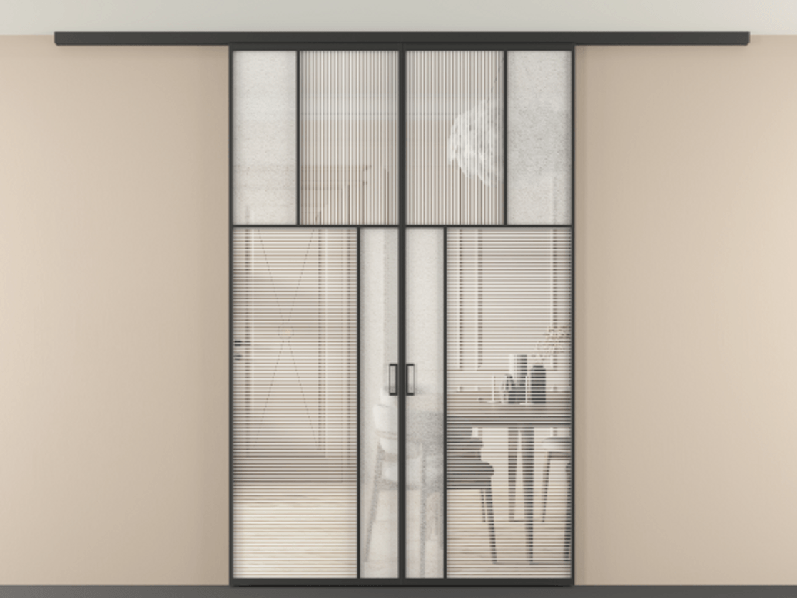 Перегородка Mosaic вдоль стены на потолок двустворчатая АЛПР 041.22 Алюминий Черный Рифлёное стекло "Дюна", триплекс, 6 мм + Фактурное стекло "Лёд", триплекс, 6 мм. Скрытый короб ЧЕР Цена 253920 ₽ . Фабрика дверей Волховец 8 (800) 551 43 19 Перегородка Mosaic вдоль стены на потолок двустворчатая АЛПР 041.22 Алюминий Черный Рифлёное стекло "Дюна", триплекс, 6 мм + Фактурное стекло "Лёд", триплекс, 6 мм Цена 253920 ₽ | Volhovec