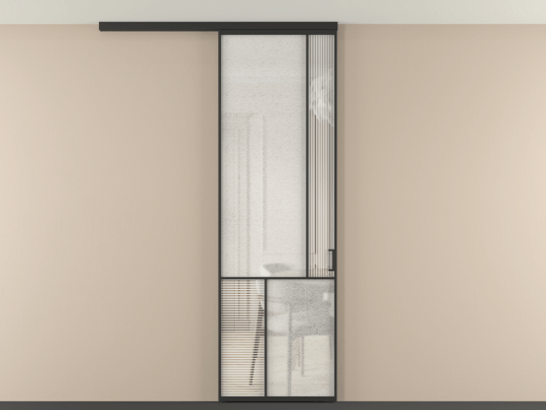 Перегородка Мозаик вдоль стены на потолок 1 створка АЛПР 041.21 Алюминий Черный Рифлёное стекло "Дюна", триплекс, 6 мм + Фактурное стекло "Лёд", триплекс. Скрытый короб ЧЕР Цена 137560 ₽ . Фабрика дверей Волховец 8 (800) 551 43 19 Перегородка Мозаик вдоль стены на потолок 1 створка АЛПР 041.21 Алюминий Черный Рифлёное стекло "Дюна", триплекс, 6 мм + Фактурное стекло "Лёд", триплекс Цена 137560 ₽ | Volhovec