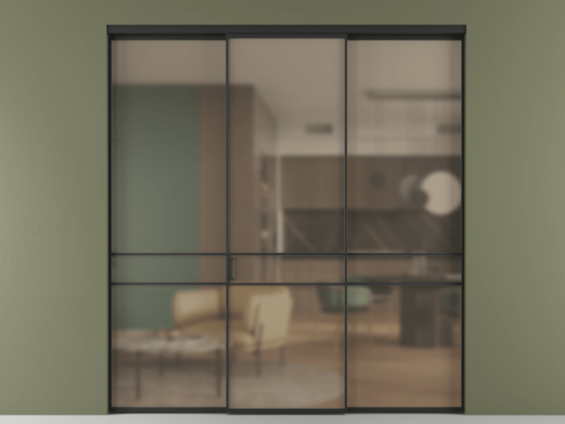 Перегородка Формато внутри проёма 3 створки АЛПР 040.02 Алюминий Черный Сатинированное бронзовое стекло, триплекс. Скрытый короб ЧЕР Цена 227975 ₽ 1. Полотно 3 шт. (800/2100 мм)
2. Комплект установки раздвижной системы
3. Базовый комплект фурнитуры
4.Ручка Рондо. Фабрика дверей Волховец 8 (800) 551 43 19 Перегородка Формато внутри проёма 3 створки АЛПР 040.02 Алюминий Черный Сатинированное бронзовое стекло, триплекс Цена 227975 ₽ | Volhovec