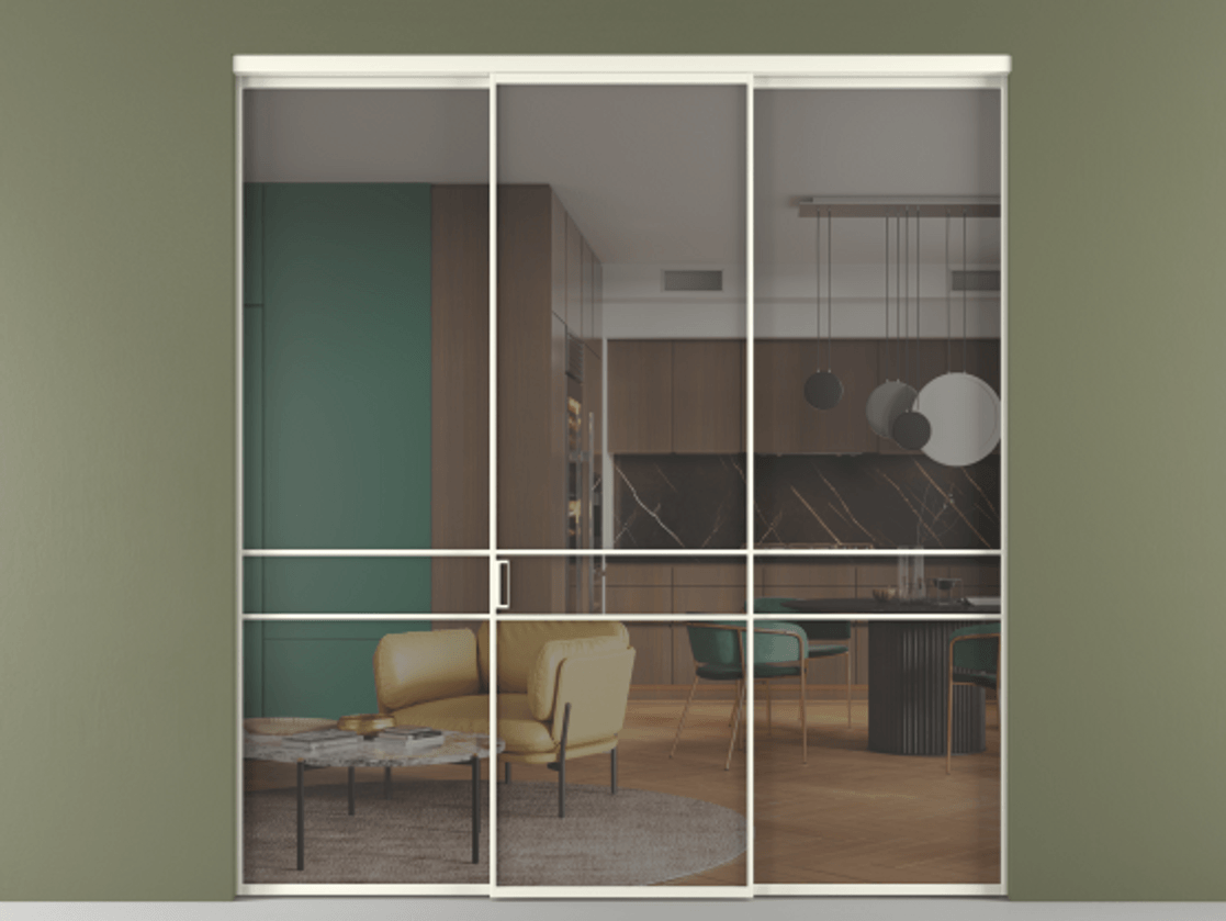 Перегородка Formato внутри проёма 3 створки АЛПР 040.02 Алюминий жемчужный Прозрачное серое стекло, триплекс. Цена 237275 ₽ 1. Полотно 3 шт. (800/2100 мм)
2. Комплект установки раздвижной системы
3. Базовый комплект фурнитуры
4.Ручка RONDO. Фабрика дверей Волховец 8 (800) 551 43 19 Перегородка Formato внутри проёма 3 створки АЛПР 040.02 Алюминий жемчужный Прозрачное серое стекло, триплекс Цена 237275 ₽ | Volhovec