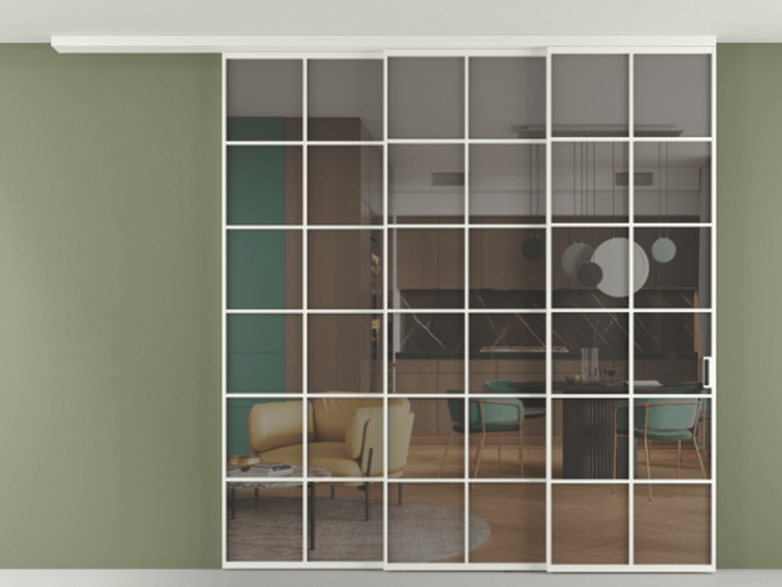 Перегородка Формато вдоль стены на потолок 3 створки с синхронным механизмом АЛПР 040.05 Алюминий светло-серый Прозрачное серое стекло, триплекс. Цена 403278 ₽ 1. Полотно 2 шт. (800/2100 мм)
2. Комплект установки раздвижной системы
3. Базовый комплект фурнитуры
4.Ручка Рондо. Фабрика дверей Волховец 8 (800) 551 43 19 Перегородка Формато вдоль стены на потолок 3 створки с синхронным механизмом АЛПР 040.05 Алюминий светло-серый Прозрачное серое стекло, триплекс Цена 403278 ₽ | Volhovec