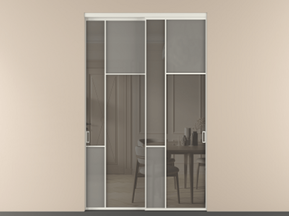 Перегородка Mosaic внутри проёма двустворчатая АЛПР 041.11 Алюминий Белый Сатинированное серое стекло, триплекс, 6 мм + Прозрачное серое стекло, триплекс, 6 мм. Скрытый короб БЕЛ Цена 218160 ₽ . Фабрика дверей Волховец 8 (800) 551 43 19  Перегородка Mosaic внутри проёма двустворчатая АЛПР 041.11 Алюминий Белый Сатинированное серое стекло, триплекс, 6 мм + Прозрачное серое стекло, триплекс, 6 мм Цена 218160 ₽ | Volhovec