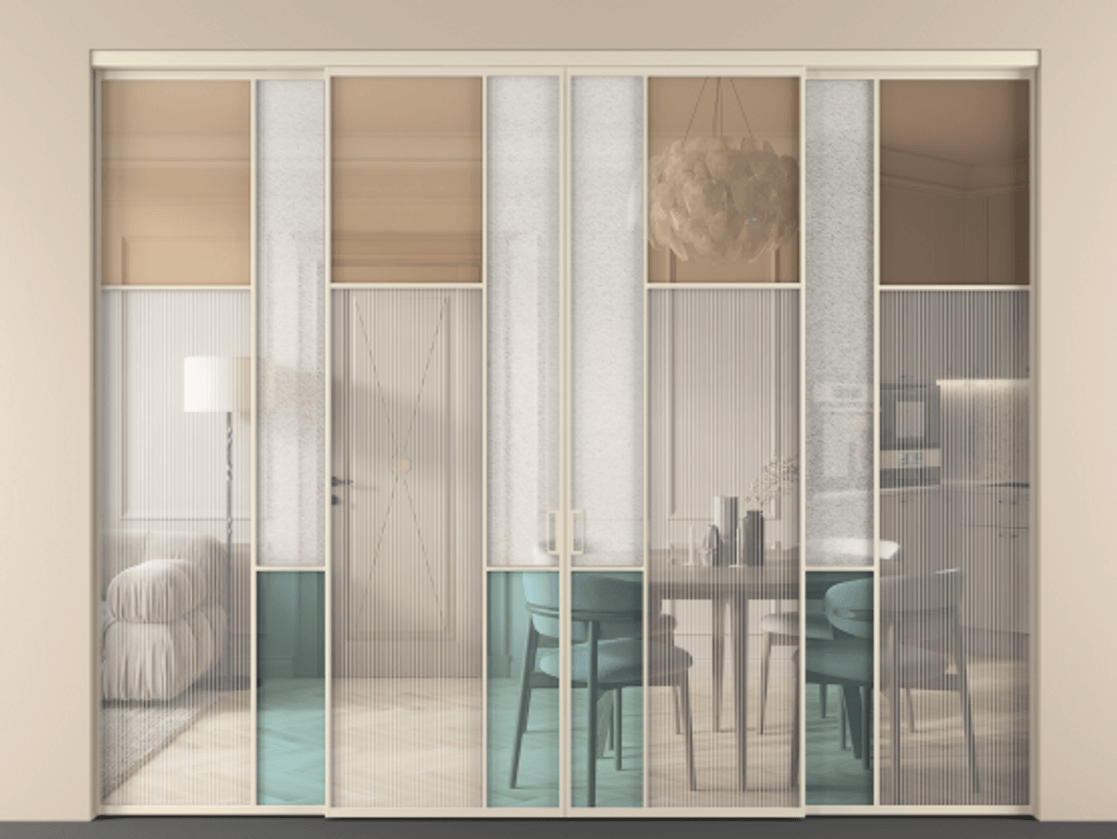 Перегородка Mosaic внутри проёма 4 створки АЛПР 041.11 Алюминий бежево-серый Комбинация стекол Группы 1 и Группы 3. Цена 484920 ₽ . Фабрика дверей Волховец 8 (800) 551 43 19 Перегородка Mosaic внутри проёма 4 створки АЛПР 041.11 Алюминий бежево-серый Комбинация стекол Группы 1 и Группы 3 Цена 484920 ₽ | Volhovec