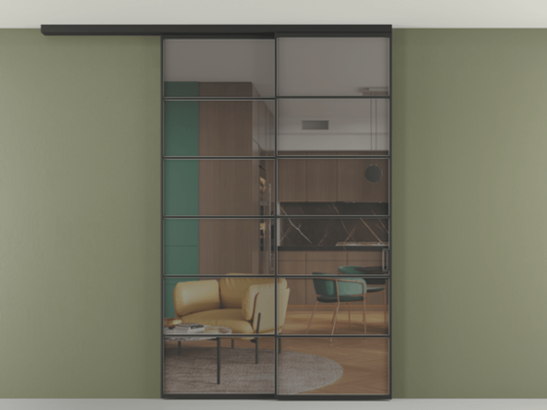 Перегородка Formato вдоль стены на потолок 2 створки с синхронным механизмом АЛПР 040.04 Алюминий Черный Прозрачное серое стекло, триплекс. Скрытый короб ЧЕР Цена 277664 ₽ 1. Полотно 2 шт. (800/2100 мм)
2. Комплект установки раздвижной системы
3. Базовый комплект фурнитуры
4.Ручка RONDO
. Фабрика дверей Волховец 8 (800) 551 43 19 Перегородка Formato вдоль стены на потолок 2 створки с синхронным механизмом АЛПР 040.04 Алюминий Черный Прозрачное серое стекло, триплекс Цена 277664 ₽ | Volhovec