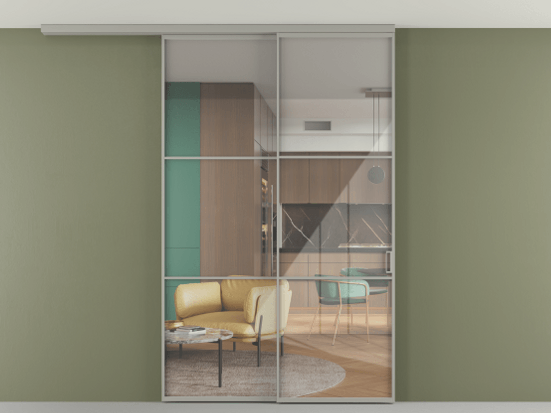 Перегородка Формато вдоль стены на потолок 2 створки с синхронным механизмом АЛПР 040.03 Алюминий нейтральный серый Рефлективное прозрачное стекло "Стопсол", калёное. Цена 290776 ₽ 1. Полотно 2 шт. (800/2100 мм)
2. Комплект установки раздвижной системы
3. Базовый комплект фурнитуры
4.Ручка Рондо. Фабрика дверей Волховец 8 (800) 551 43 19 Перегородка Формато вдоль стены на потолок 2 створки с синхронным механизмом АЛПР 040.03 Алюминий нейтральный серый Рефлективное прозрачное стекло "Стопсол", калёное Цена 290776 ₽ | Volhovec