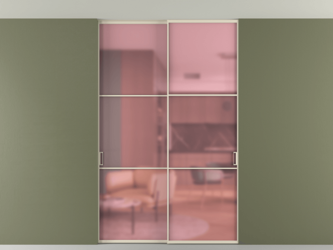 Перегородка Формато внутри проёма скрытое крепление в потолок 2 створки АЛПР 040.03 Алюминий бежево-серый Сатинированное розовое стекло, триплекс. Цена 248215 ₽ 1. Полотно 2 шт. (800/2100 мм)
2. Комплект установки раздвижной системы
3. Базовый комплект фурнитуры
4. Ручка Рондо. Фабрика дверей Волховец 8 (800) 551 43 19 Перегородка Формато внутри проёма скрытое крепление в потолок 2 створки АЛПР 040.03 Алюминий бежево-серый Сатинированное розовое стекло, триплекс Цена 248215 ₽ | Volhovec