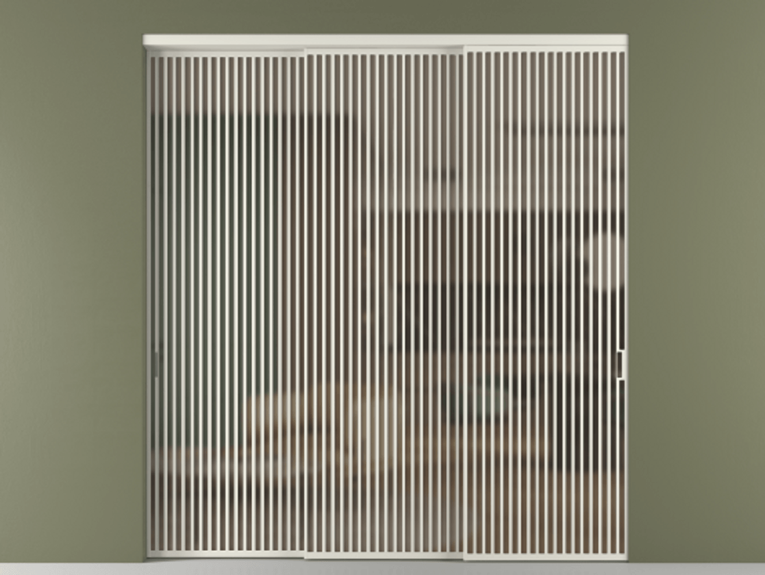 Перегородка Formato внутри проёма 3 створки с синхронным механизмом АЛПР 040.06 Алюминий Белый Сатинированное бронзовое стекло, триплекс. Скрытый короб БЕЛ Цена 552520 ₽ 1. Полотно 3 шт. (800/2100 мм)
2. Комплект установки раздвижной системы
3. Базовый комплект фурнитуры
4. Комплект фурнитуры телескопик синхро-2
5.Ручка RONDO
. Фабрика дверей Волховец 8 (800) 551 43 19 Перегородка Formato внутри проёма 3 створки с синхронным механизмом АЛПР 040.06 Алюминий Белый Сатинированное бронзовое стекло, триплекс Цена 552520 ₽ | Volhovec