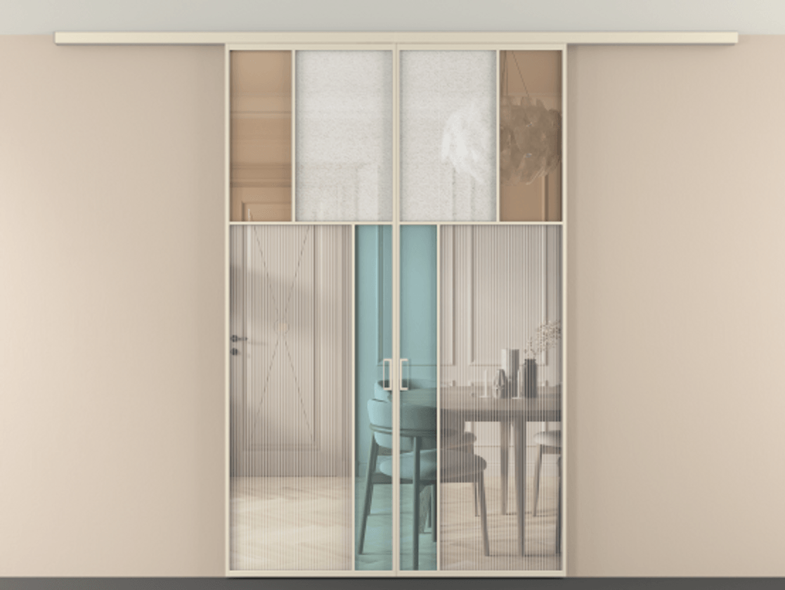 Перегородка Mosaic вдоль стены на потолок двустворчатая АЛПР 041.22 Алюминий бежево-серый Комбинация стекол Группы 1 и Группы 3. Цена 274980 ₽ . Фабрика дверей Волховец 8 (800) 551 43 19 Перегородка Mosaic вдоль стены на потолок двустворчатая АЛПР 041.22 Алюминий бежево-серый Комбинация стекол Группы 1 и Группы 3 Цена 274980 ₽ | Volhovec