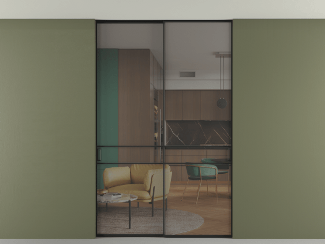 Перегородка Formato внутри проёма двустворчатая со скрытым креплением в потолок АЛПР 040.02 Алюминий Черный Прозрачное серое стекло, триплекс, 6 мм. Скрытый короб ЧЕР Цена 265380 ₽ 1. Полотно 2 шт. (800/2100 мм)
2. Комплект установки раздвижной системы
3. Базовый комплект фурнитуры
4. Ручка RONDO. Фабрика дверей Волховец 8 (800) 551 43 19 Перегородка Formato внутри проёма двустворчатая со скрытым креплением в потолок АЛПР 040.02 Алюминий Черный Прозрачное серое стекло, триплекс, 6 мм Цена 265380 ₽ | Volhovec