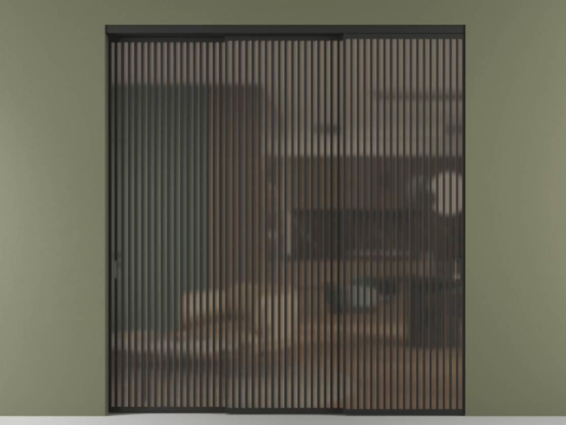 Перегородка Формато внутри проёма 3 створки с синхронным механизмом АЛПР 040.06 Алюминий Черный Сатинированное бронзовое стекло, триплекс. Скрытый короб ЧЕР Цена 552520 ₽ 1. Полотно 3 шт. (800/2100 мм)
2. Комплект установки раздвижной системы
3. Базовый комплект фурнитуры
4. Комплект фурнитуры телескопик синхро-2
5.Ручка Рондо. Фабрика дверей Волховец 8 (800) 551 43 19 Перегородка Формато внутри проёма 3 створки с синхронным механизмом АЛПР 040.06 Алюминий Черный Сатинированное бронзовое стекло, триплекс Цена 552520 ₽ | Volhovec