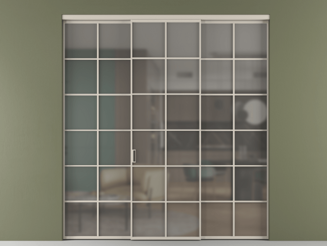 Перегородка Формато внутри проёма 3 створки АЛПР 040.05 Алюминий светло-бежевый Сатинированное серое стекло, триплекс. Цена 254825 ₽ 1. Полотно 3 шт. (800/2100 мм)
2. Комплект установки раздвижной системы
3. Базовый комплект фурнитуры
4.Ручка Рондо. Фабрика дверей Волховец 8 (800) 551 43 19 Перегородка Формато внутри проёма 3 створки АЛПР 040.05 Алюминий светло-бежевый Сатинированное серое стекло, триплекс Цена 254825 ₽ | Volhovec