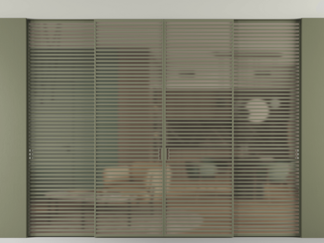 Перегородка Формато внутри проёма скрытое крепление в потолок 4 створки АЛПР 040.07 Алюминий оливковый тёмный Сатинированное бронзовое стекло, триплекс. Цена 834200 ₽ 1. Полотно 4 шт. (800/2100 мм)
2. Комплект установки раздвижной системы
3. Базовый комплект фурнитуры
4.Ручка Рондо. Фабрика дверей Волховец 8 (800) 551 43 19 Перегородка Формато внутри проёма скрытое крепление в потолок 4 створки АЛПР 040.07 Алюминий оливковый тёмный Сатинированное бронзовое стекло, триплекс Цена 834200 ₽ | Volhovec