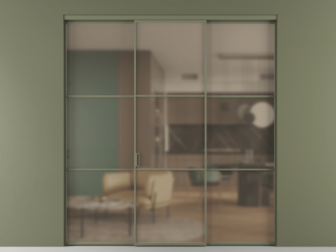 Перегородка Формато внутри проёма 3 створки АЛПР 040.03 Алюминий оливковый тёмный Сатинированное бронзовое стекло, триплекс. Цена 237275 ₽ 1. Полотно 3 шт. (800/2100 мм)
2. Комплект установки раздвижной системы
3. Базовый комплект фурнитуры
4.Ручка Рондо. Фабрика дверей Волховец 8 (800) 551 43 19 Перегородка Формато внутри проёма 3 створки АЛПР 040.03 Алюминий оливковый тёмный Сатинированное бронзовое стекло, триплекс Цена 237275 ₽ | Volhovec